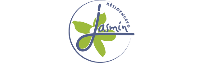 LOGO JASMIN - Fleurs verte dans un rond avec ecrist jasmin résidences